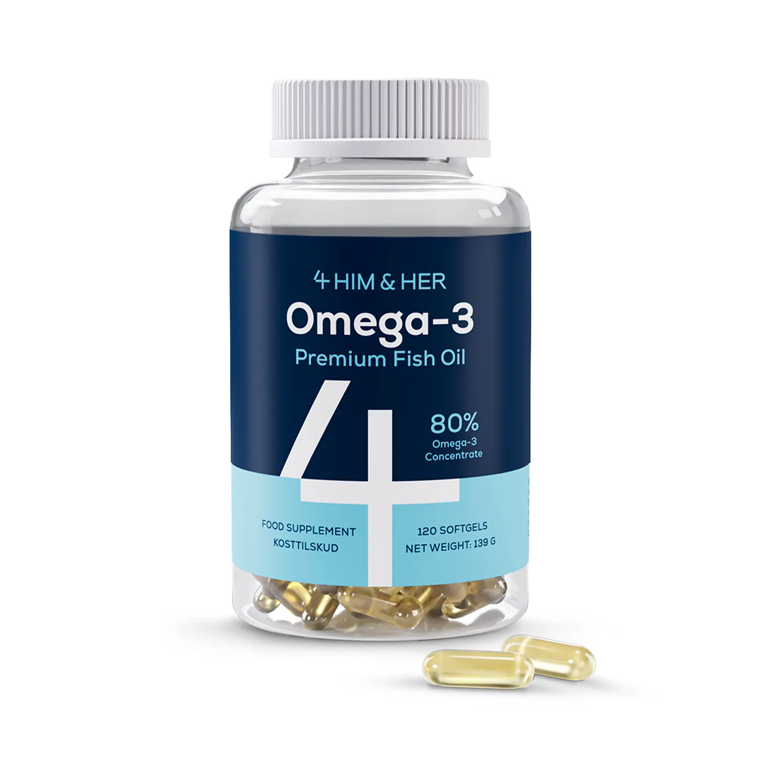 Omega-3 Premium Fish Oil 80% Concentrate, High Strength EPA & DHA, 120 Softgel Capsules