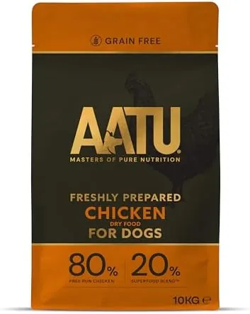 AATU 80/20 Complete Dry Dog Food, Chicken 10kg - Dry Food Alternative to Raw Feeding, High Protein. No Nasties, No Fillers. (Packaging may vary).