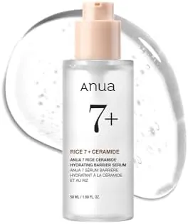 Anua Rice Ceramide 7 Hydrating Barrier Serum, Moisturizing Face Serum, Non-comodogenic, Hyaluronic Acid, Niacinamide, Lightweight, Fragrance Free, Sensitive Dry Skin, Korean Skincare, 1.69 fl.oz