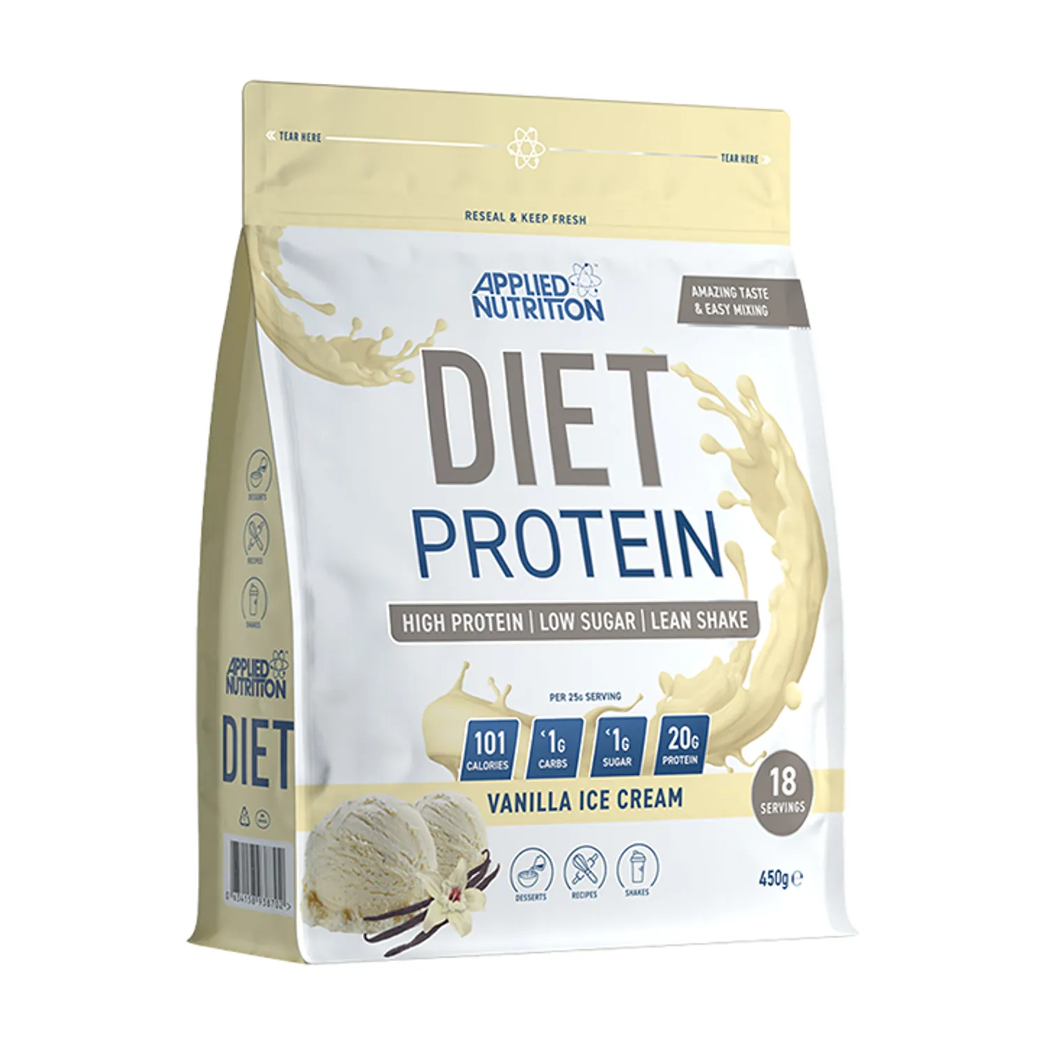 Diet Protein Vanilla Ice Cream 450g (18 Servings)