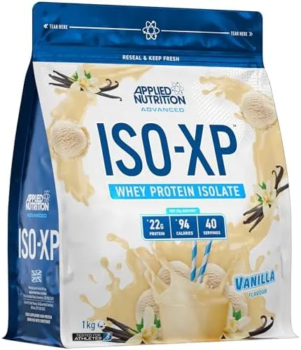 Applied Nutrition ISO-XP Whey Protein Powder – 22g Protein, Low Fat, Low Carb Whey Isolate Protein Powder, Rich in Amino Acids, Grass-Fed, Soy Free, Halal Certified (1kg - 40 Servings) (Vanilla)