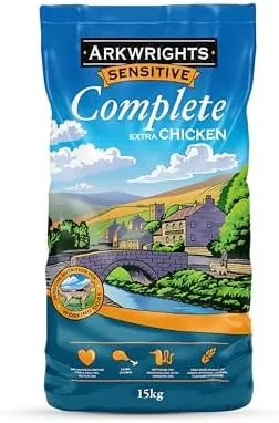 Arkwrights Sensitive Complete Dry Dog Food 15kg - Extra Chicken and Wheat Free Recipe - Sensitive Nutrition for Working Adult Dogs - Dry Dog Biscuits