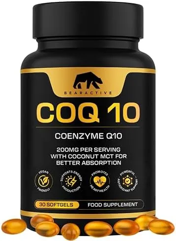 CoQ10 Supplement Softgels - Heart Health, Energy & Recovery - Coenzyme Q10 High Strength - Q10 Coenzyme Ubiquinone – 30 Vegan Softgels with Coconut MCT Oil (COQ10 200mg - 30 Softgels)