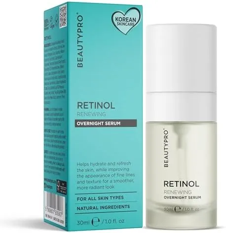 BEAUTYPRO RETINOL RENEWING FACE SERUM Overnight Face Moisturiser & Antioxidant Rejuvenate Firming Skin Blemishes Reduces Inflammation Natural Vegan Skincare Multi Award Winning Brand 30ml