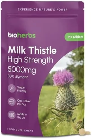 Milk Thistle High Strength 5000mg - 80% Silymarin (125mg Extract) by BioHerbs
