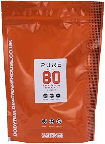 Pure Whey Concentrate 80 Protein Powder - Excellent Amino Profile for Lean Muscle Building, Growth and Recovery. Grass-fed, Low & No Added Sugar - Coconut, 500g