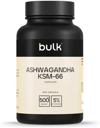 Bulk Ashwagandha KSM-66 Capsules, 500 mg, Pack of 90, 90 Servings, Packaging May Vary