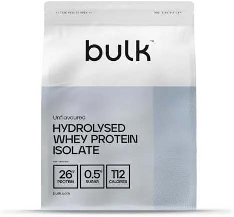 Bulk Hydrolysed Whey Protein Isolate, Protein Shake, Unflavoured, 500 g, Packaging May Vary