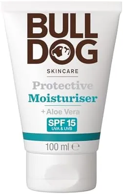 BULLDOG SKINCARE Protective Moisturiser SPF 15 100ml, Enriched with Aloe Vera, Suitable For All Skin Types