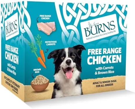 Burns Pet Natural Nutrition Adult & Senior Wet Dog Food Free Range Chicken, Carrots & Wholegrain Brown Rice 6 x 395gm