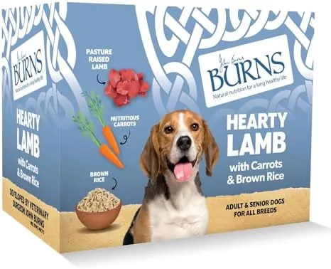 Burns Pet Natural Nutrition Adult & Senior Wet Dog Food Hearty Lamb, Carrots & Wholegrain Brown Rice 6 x 395gm