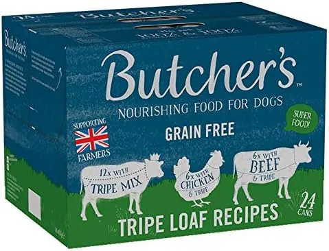 Butcher's Tripe Loaf Recipes Dog Food Tins, 24 x 400g