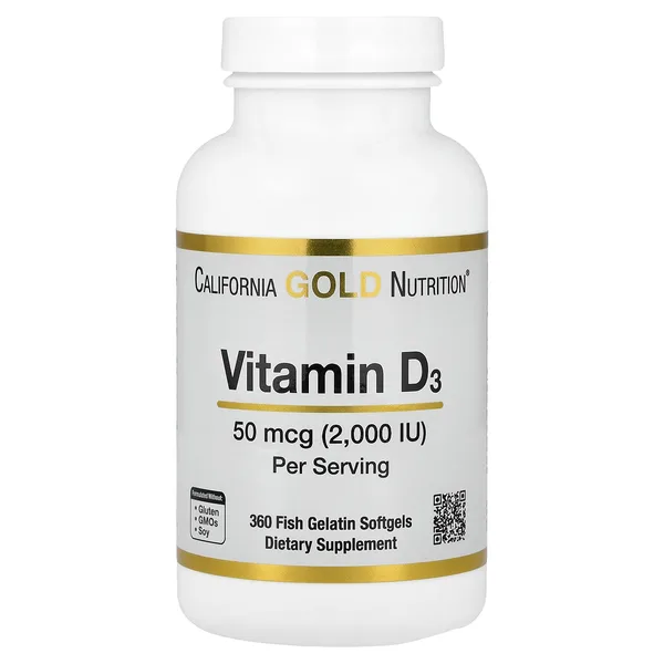 Vitamin D3, 50 mcg (2,000 IU), 360 Fish Gelatin Softgels