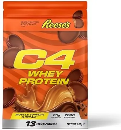 Cellucor C4 Whey Protein Powder, Reese's Peanut Butter & Chocolate, 25g Protein, Low Sugar, Post-Workout Recovery, 13 Servings