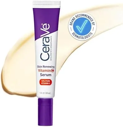 CeraVe Skin Renewing 10% Pure Vitamin C Serum with Ceramides for Brighter and Smoother Skin, 30 ml