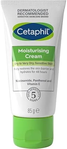 Cetaphil Moisturising Cream for Face, Hand & Body, Travel size, Moisturiser for Dry and Sensitive Skin, 85g, With Niacinamide & Vitamin E