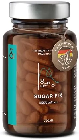 N°9 Sugar FIX - Blood Sugar Control Supplement - Cinnamon Capsules with Bitter Melon, Beta Glucan & Chromium - 60 Capsules - Vegan Glucose Support Supplement - Blood Sugar Diet - Made in Germany