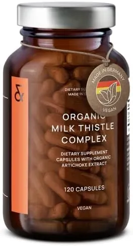Organic Milk Thistle & Artichoke Extract Complex - Rich in Silymarin & Bitters - 120 Capsules = 60 Days Supply - Vegan - Non-GMO - Made in Germany