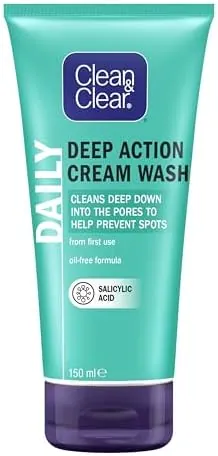 Clean & Clear Deep Action Wash Cream, White, 150 ml