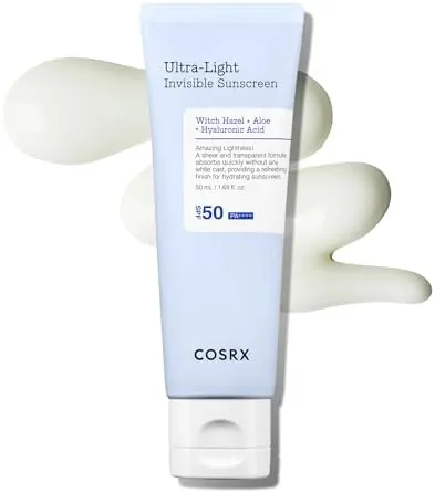 COSRX Ultra-Light Invisible Sunscreen - SPF 50 PA++++, Hydrating Sun Cream With Witch Hazel, Extra High UV Protection, Korean Skincare, 50mL