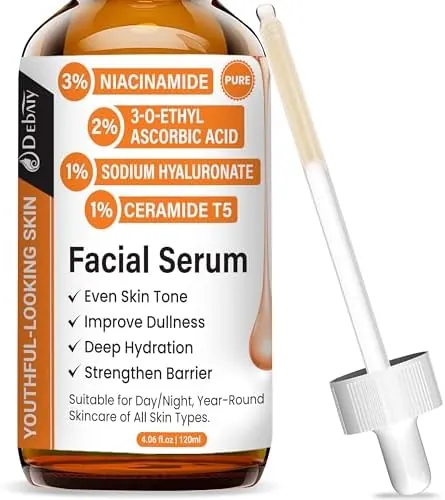 Vitamin C Facial Serum with Niacinamide Ceramide T5 Multi-Effect Anti-Aging Anti-Wrinkle (4.06fl.oz/120ml)