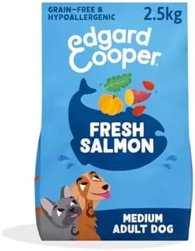 Edgard & Cooper Dry Dog Food For Medium Breed Adult Dogs (2.5kg), Fresh Salmon, Balanced Fibre For Gut Health, Hypoallergenic Recipe With Natural Ingredients, Never Fish Meal