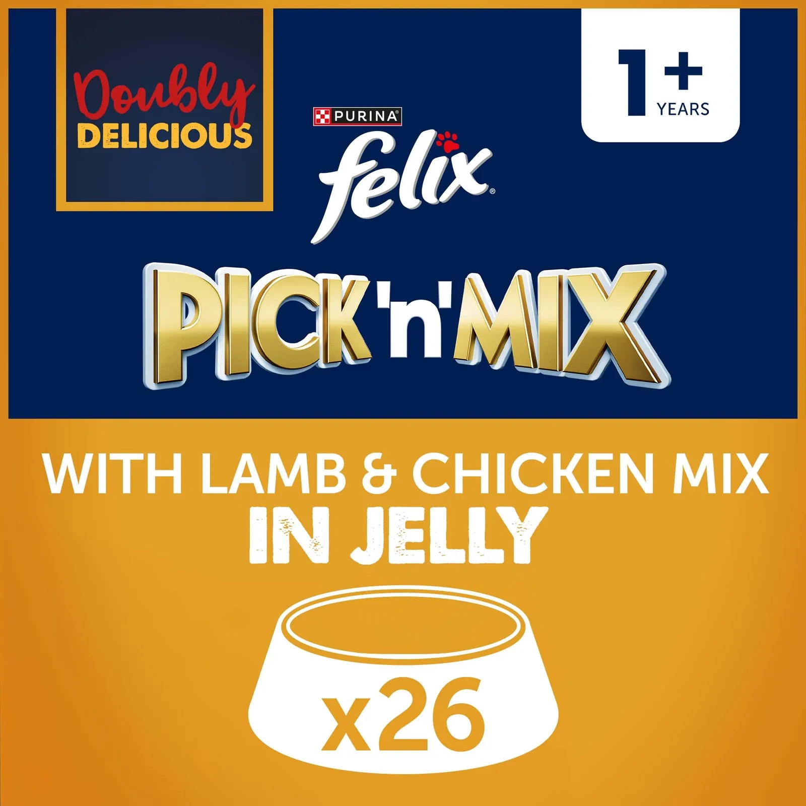 Felix Doubly Delicious Adult Wet Cat Food with Lamb & Chicken in Jelly 26x85g