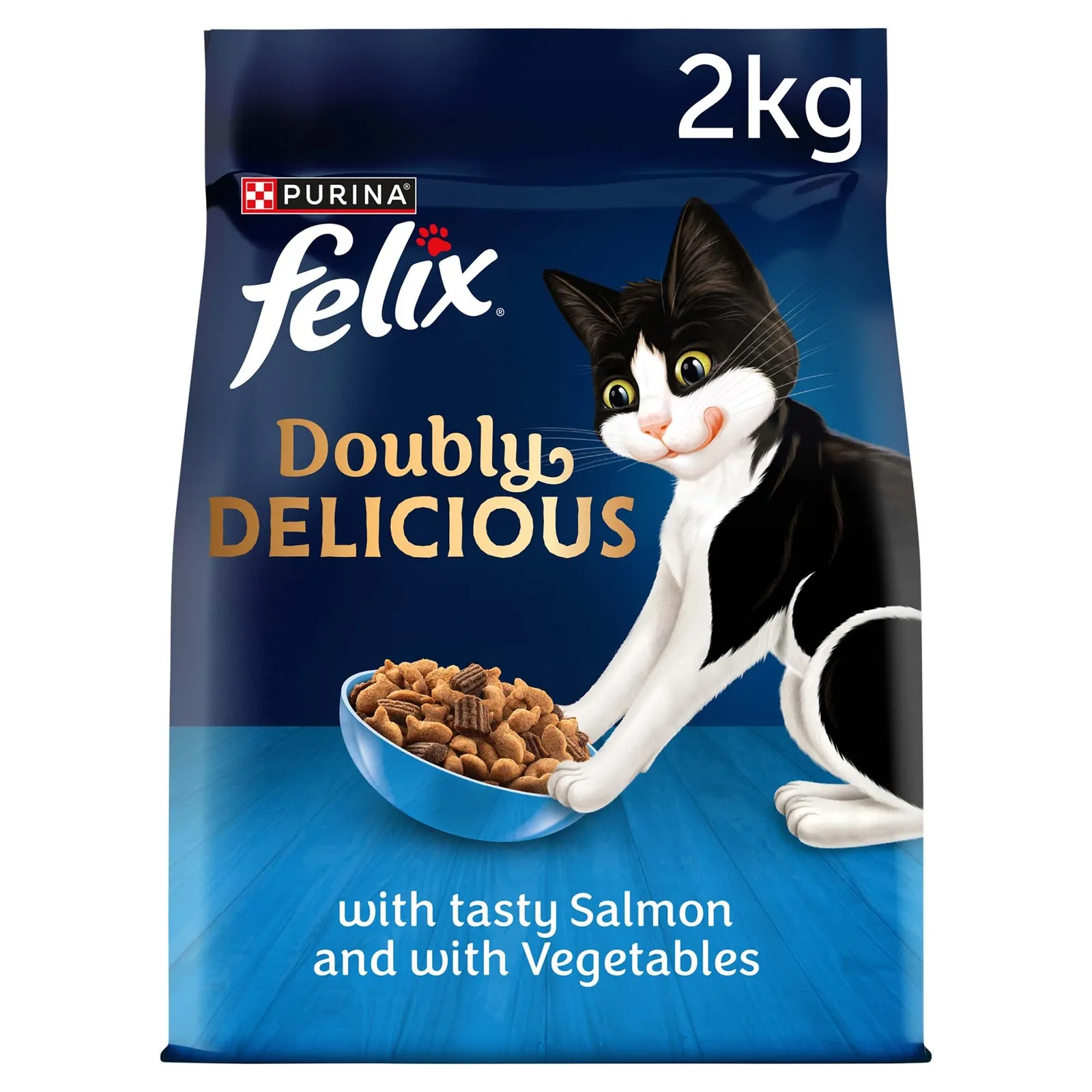 Felix Doubly Delicious Salmon & Vegetables Adult Dry Cat Food 2kg