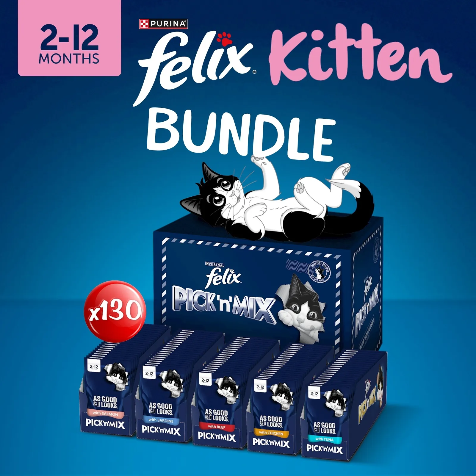 Felix Pre-Mixed Bundle Kitten Wet Cat Food 130x85g