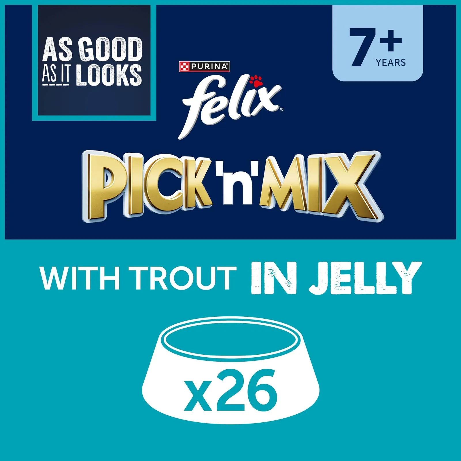 Felix Senior As Good As It Looks Wet Cat Food with Trout in Jelly 26x85g