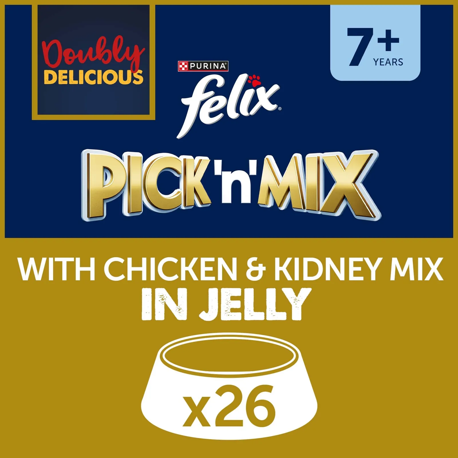 Felix Senior Doubly Delicious Wet Cat Food with Chicken & Kidney in Jelly 26x85g