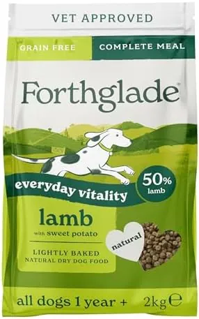Forthglade Dry Dog Food, Lightly Baked, (2kg), Hypoallergenic and Grain Free Dog Food, Adult 1 Year +, Lamb With Sweet Potato, Complete and Balanced Meal, 50% Single Source Protein