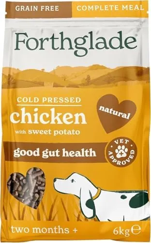 Forthglade Dry Dog Food, Cold Pressed (6kg), Hypoallergenic and Grain Free Dog Food, Chicken & Vegetables, Natural Senior, Adult and Puppy Meal, Vet Approved For Good Gut Health