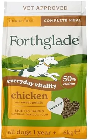 Forthglade Dry Dog Food, Lightly Baked, (6kg), Hypoallergenic and Grain Free Dog Food, Adult 1 Year +, Chicken With Sweet Potato, Complete and Balanced Meal, 50% Single Source Protein
