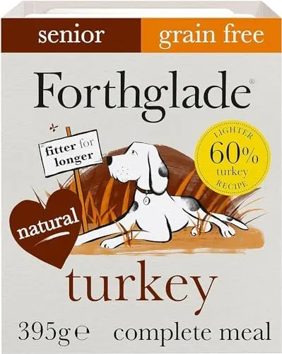 Forthglade Wet Dog Food (18 x 395g Trays) - Senior 7 Years+, Grain Free & Hypoallergenic Dog Food, Turkey with Vegetables, Stomach Sensitive Meals with Natural Ingredients