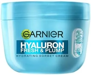 Garnier Hyaluron Fresh & Plump Hydrating Sorbet Cream, 4% Hyaluronic Acid & Niacinamide, Ultra Fresh & Light, For Dehydrated Skin, Cruelty Free International & Vegan - 85ml​