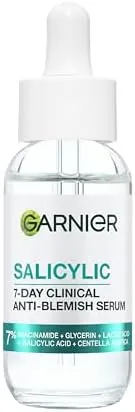 Garnier Pure Active Salicylic 7-Day Clinical Anti-Blemish Serum, Reduces blemishes, Suitable for Sensitive Skin, Cruelty Free International & Vegan, 28ml