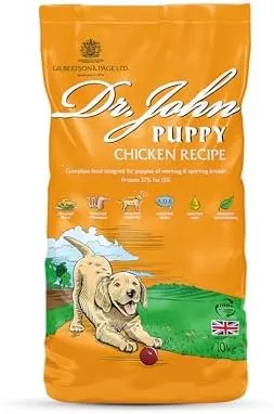 Dr John Dry Puppy Food 10kg with Omega-3s - Chicken Recipe - Complete Nutrition for Puppies of Sporting Active Breeds - Junior High Protein Dry Dog Food.