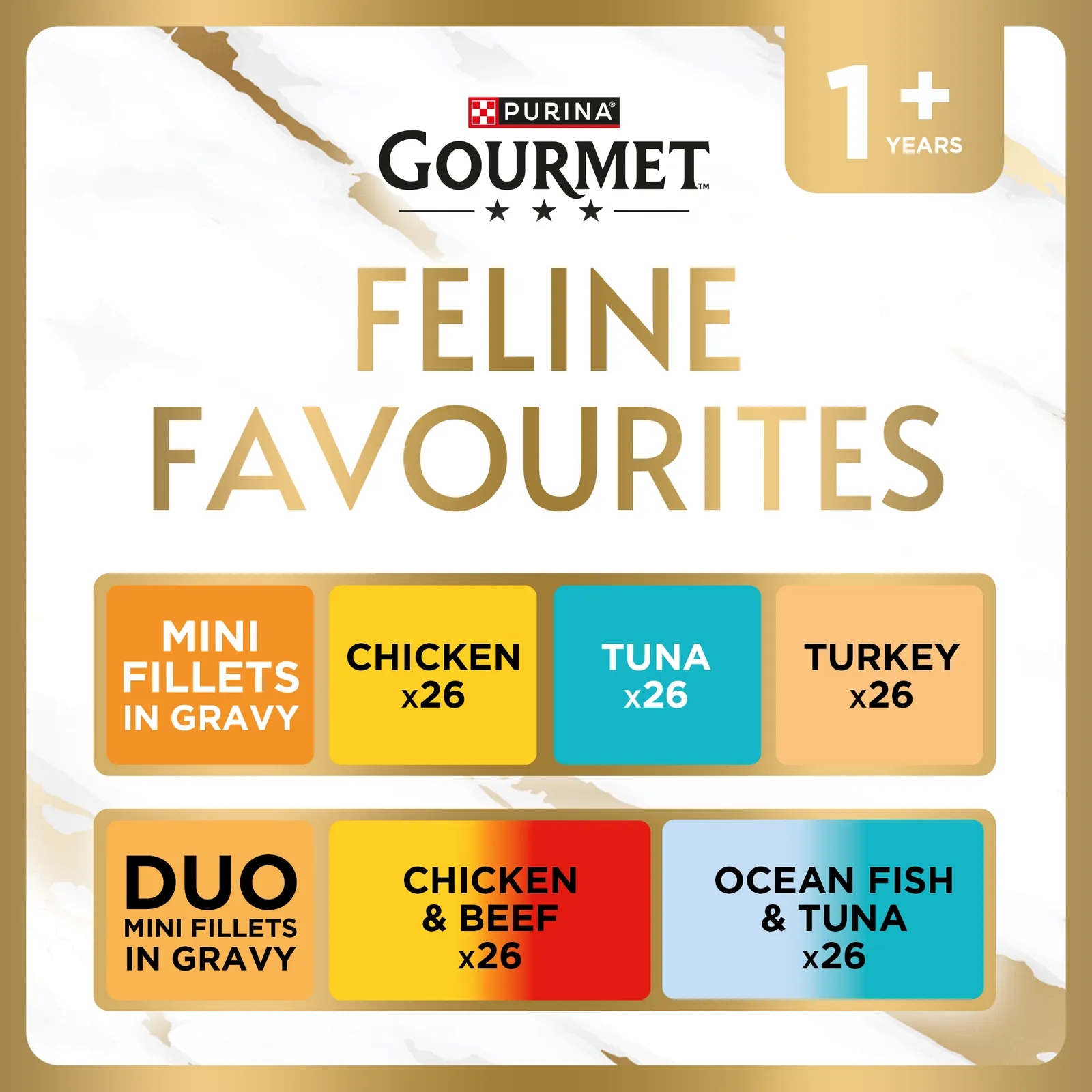GOURMET Perle Feline Favourite's in Gravy Pre-Mixed Bundle Adult Wet Cat Food 130x85g