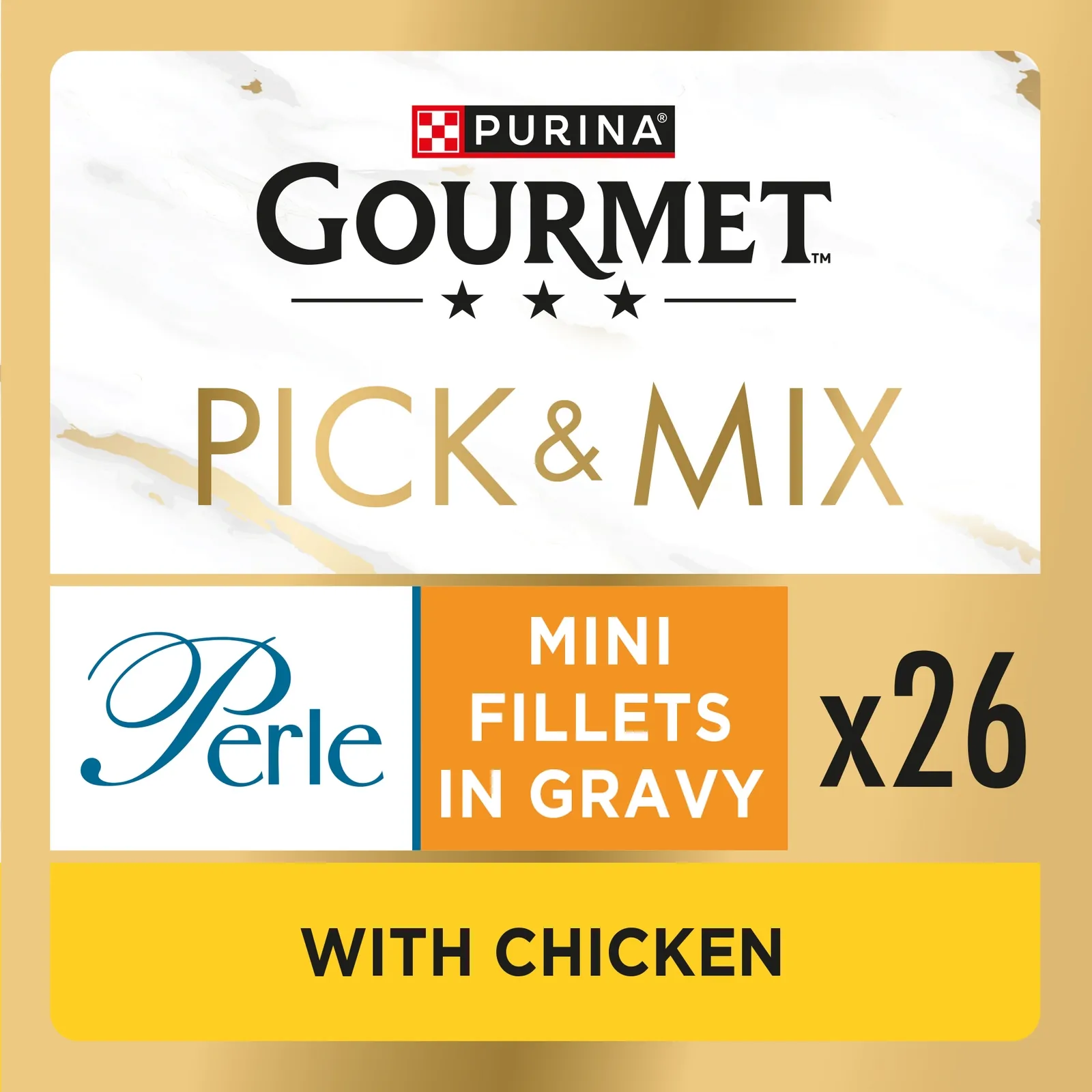 GOURMET Perle Mini Fillets in Gravy with Chicken Adult Wet Cat Food 26x85g