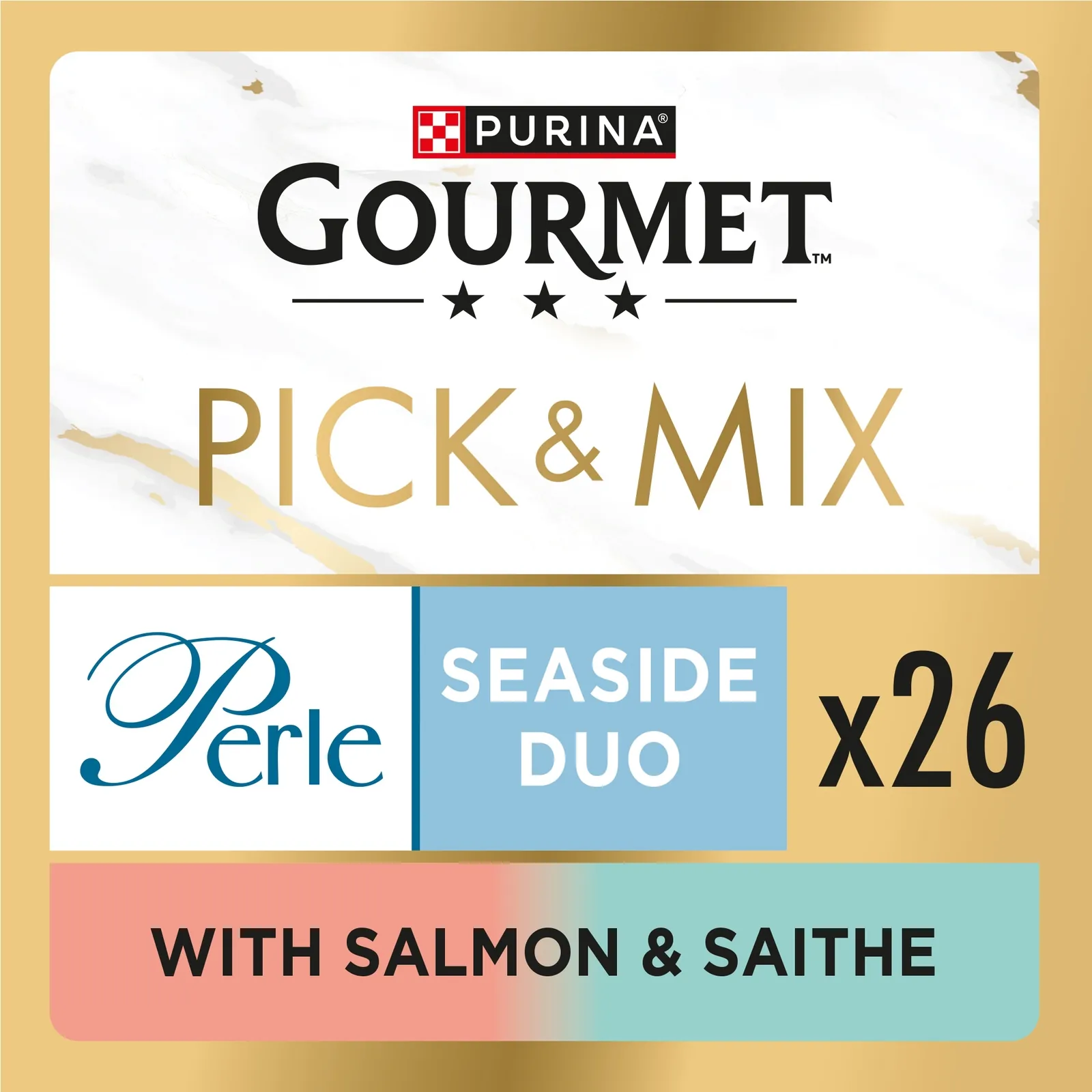 GOURMET Perle Seaside Duo in Gravy with Salmon & Saithe Adult Wet Cat Food 26x85g