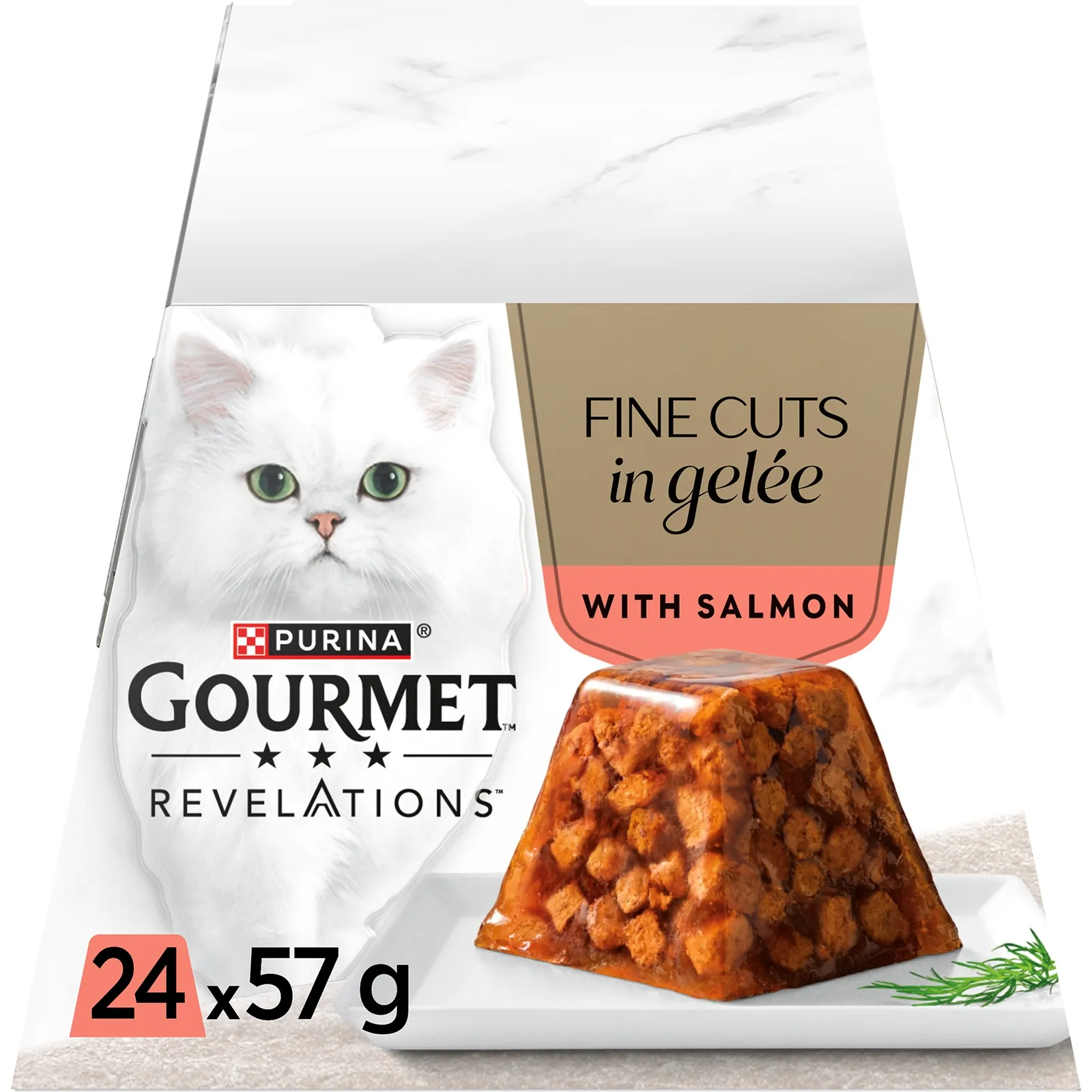 Gourmet Revelations Fine Cuts in Gelée With Salmon Wet Cat Food 24x57gm