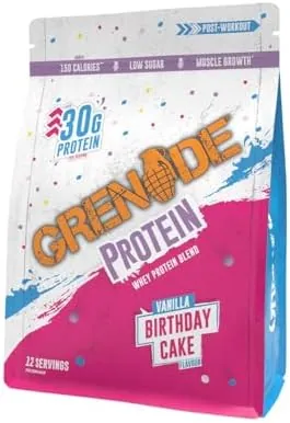 Grenade Whey Blend High Protein Powder, Low Sugar with 30g Protein per Serving, (12 Servings) - Birthday Cake, 480 g