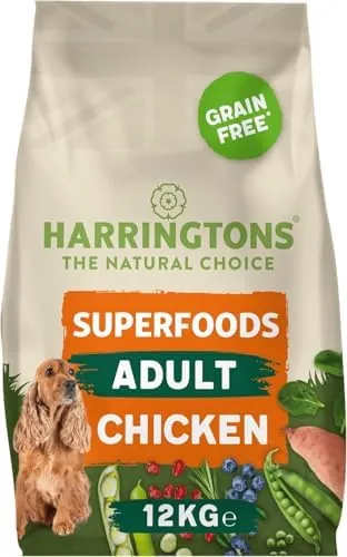 Harringtons Superfoods Complete Grain Free Hypoallergenic Chicken with Veg Dry Adult Dog Food 12kg - Made with All Natural Ingredients