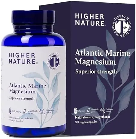 Atlantic Marine Magnesium 300mg - Natural Source - True Food® Formula - High Strength Magnesium Supplements - Enhance Natural Calm, Supports Bone, Muscle, Sleep & Energy - 90 Capsules