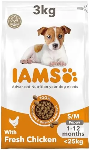 IAMS Puppy Small Medium Complete Dry Dog Food Chicken 3kg - For Healthy Growth