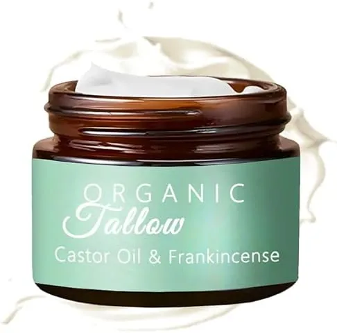 Grass-Fed Beef Tallow Skin Care, Tallow Face Cream with Frankincense, Castor Oil, 100% Natural Beef Tallow Moisturiser for Face & Body, Deep Hydration, Anti-Aging & Skin Barrier Repair, Vegan UK