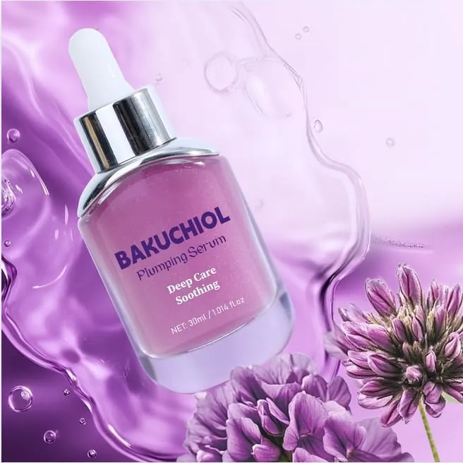 Bakuchiol Plumping Serum for Face，Anti-Aging Serum with Niacinamide, Hyaluronic Acid – Korean Skincare for Wrinkles, Fine Lines, Pore Minimizing, Brightening & Hydration 30ml