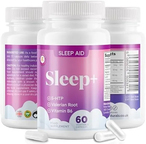 Sleep Support with 5-HTP, Valerian Root, Magnesium and Vitamin B6, Advanced High Strength Formula - 60 Veg Capsules