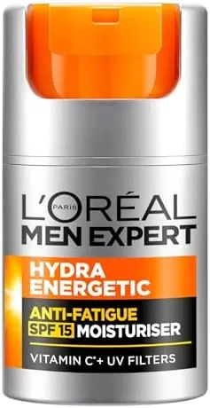 L’Oréal Paris Men Expert Protective Anti-fatigue Moisturiser With SPF 15 for Men 50ml, Hydra Energetic Moisturiser With Vitamin C*, for Tired and Dry Skin, Hydrates and Protects Skin